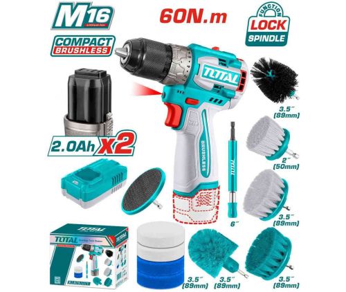 Bộ combo máy khoan TDLI16681 không chổi than dùng pin 16V & 11 bàn chải TACB1101