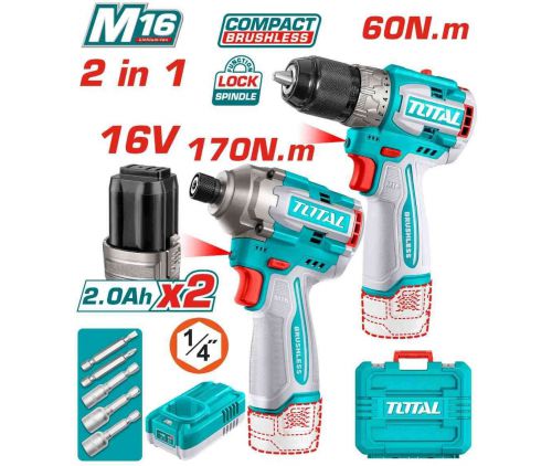 Bộ combo máy khoan TDLI16681 & máy siết vít TIRLI16171 không chổi than dùng pin 16V